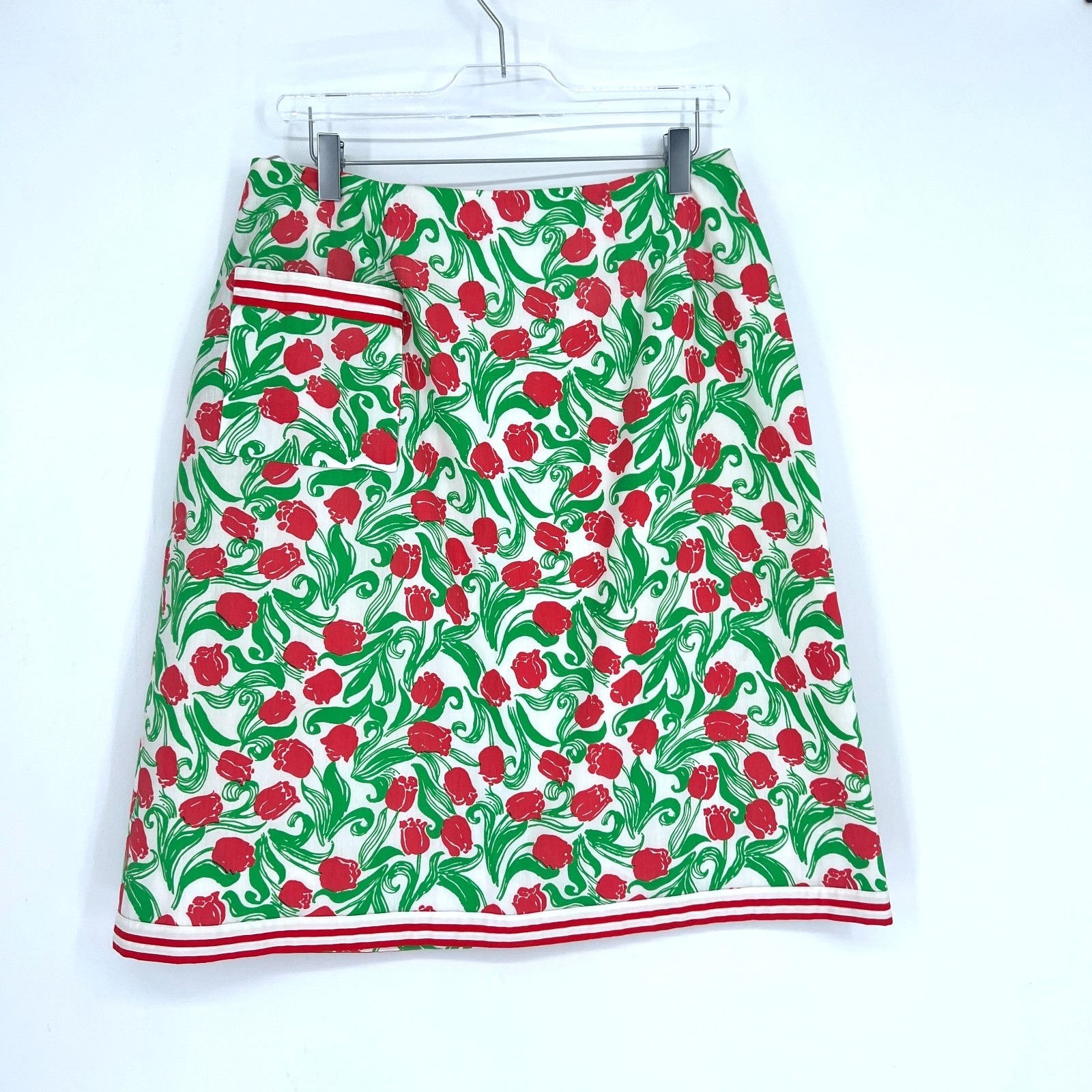 Vtg Lilly Pulitzer Skirt Womens 16 Red Roses 70s A Line Classic Retro